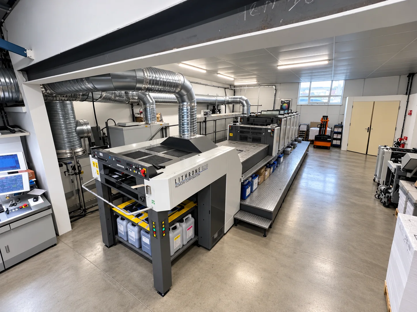 Presse offset Komori Lithrone S29 dans l'atelier de l'Imprimerie Mercier